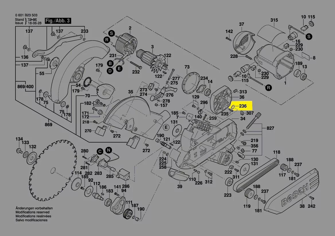 circlip réf. 2 610 919 083 pour rotor de scie à onglet